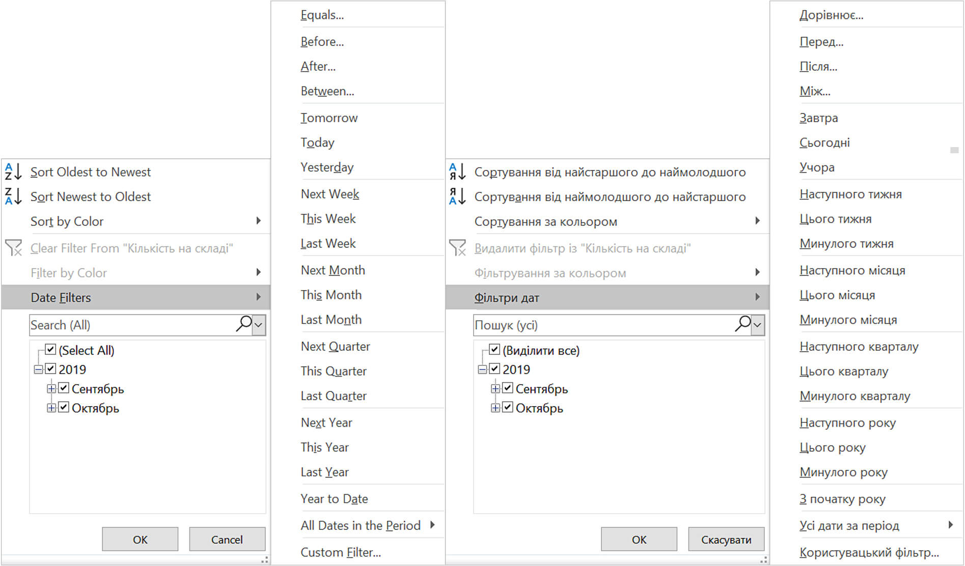 Фільтри за датою