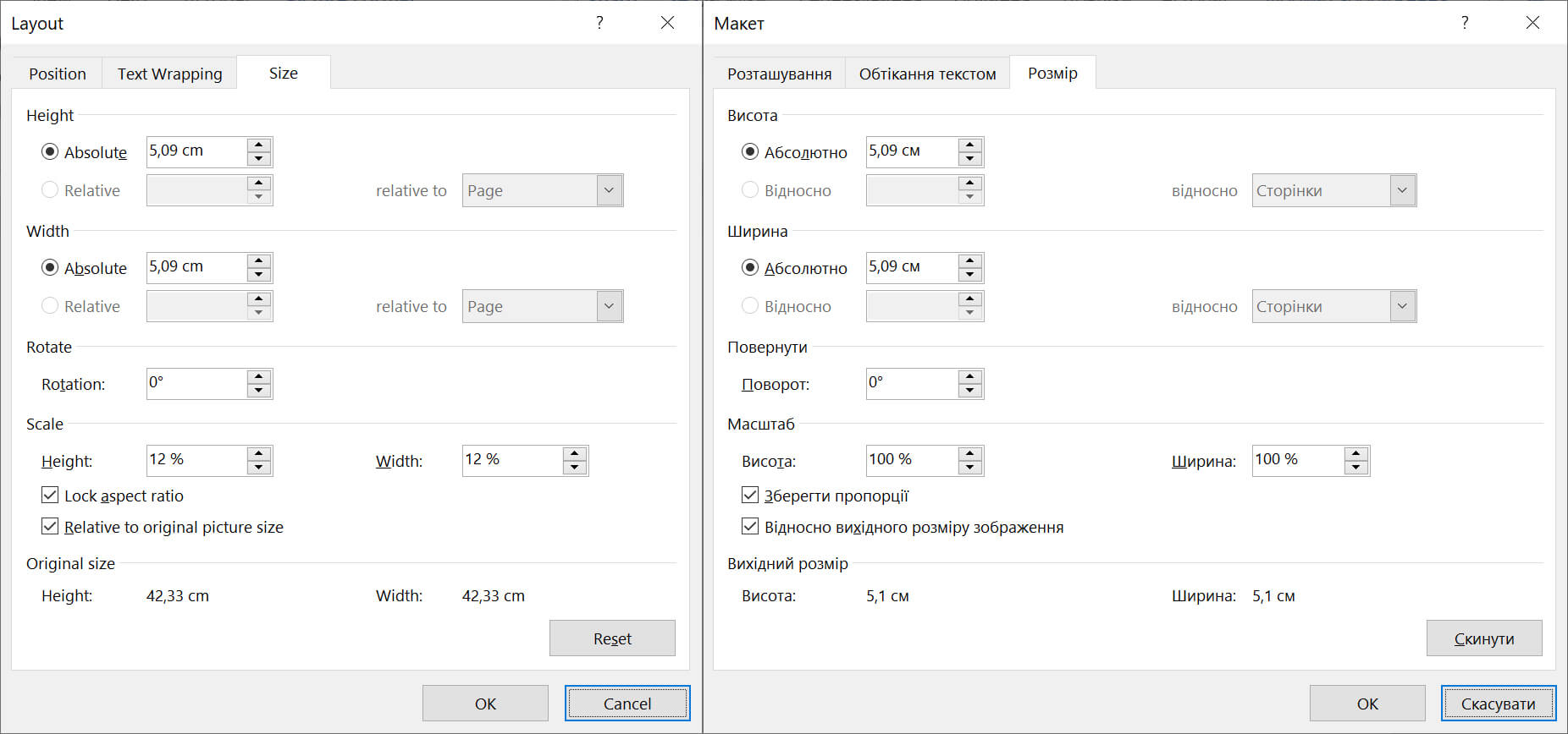 Зміна розмірів та кута нахилу зображення