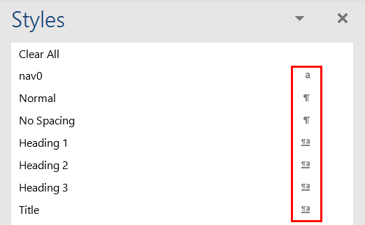 Позначки застосування стилів
